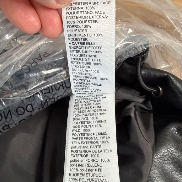 NWT The Drop Womens Black Vegan Leather Puffer Jacket Size XS Cropped Zip Up - Picture 5 of 6